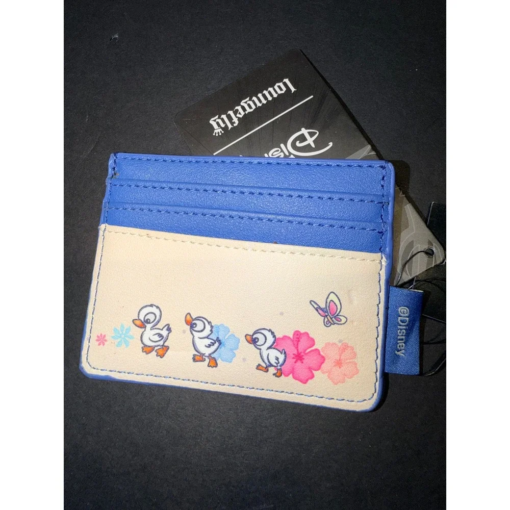 Loungefly Disney Lilo & Stitch Ducklings Card Holder Blue Faux Leather New